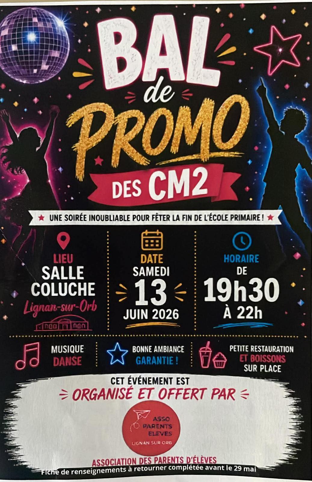 đ BOUM DES CM2 : une soirĂ©e pour fĂȘter la fin du primaire en beautĂ© ! đȘ©đ¶
